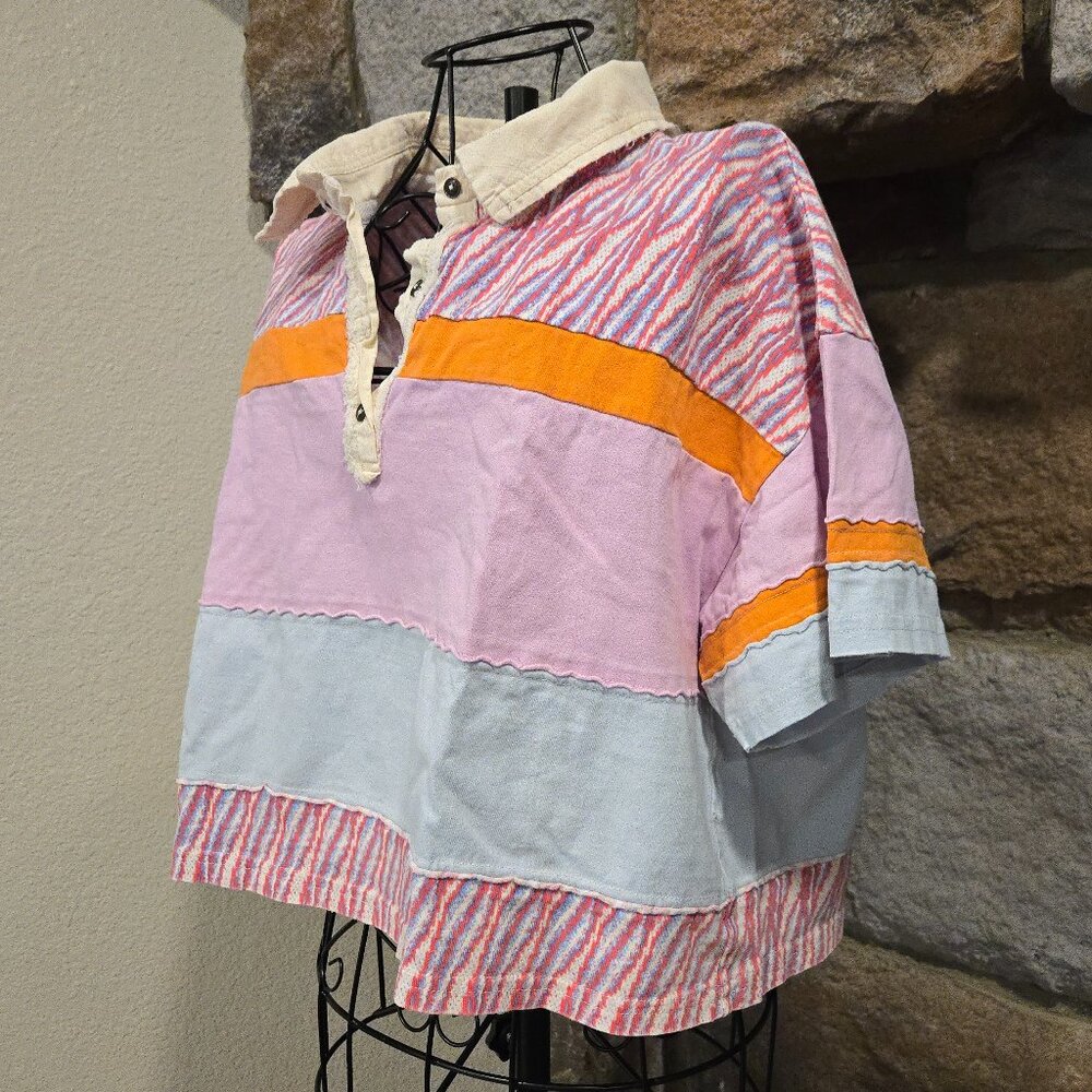 Free People 'We The Free' Mixed Print Cropped Bella Tee - Picture 3 of 8